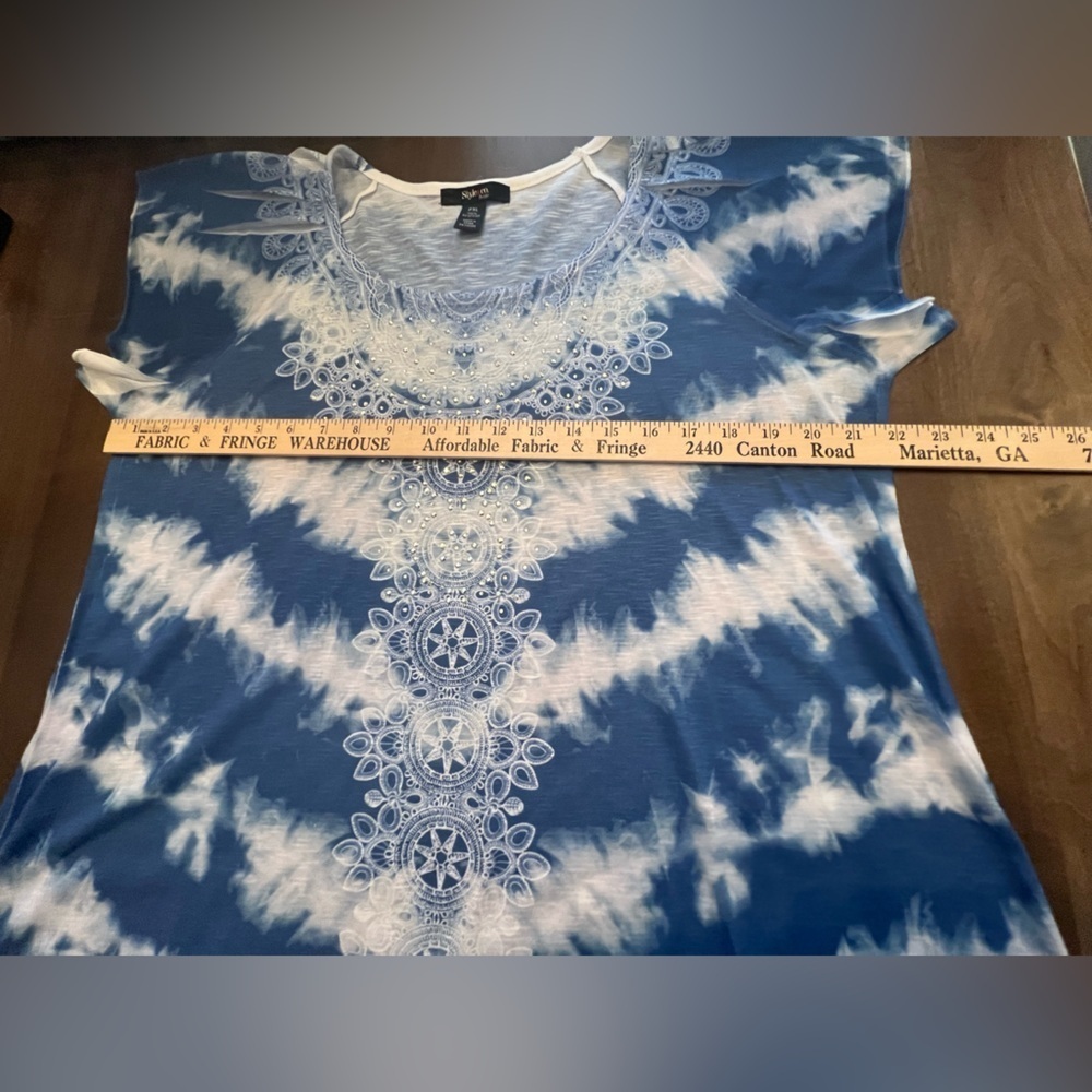 Women's Blue Tie-Dye Top - Picture 7 of 9